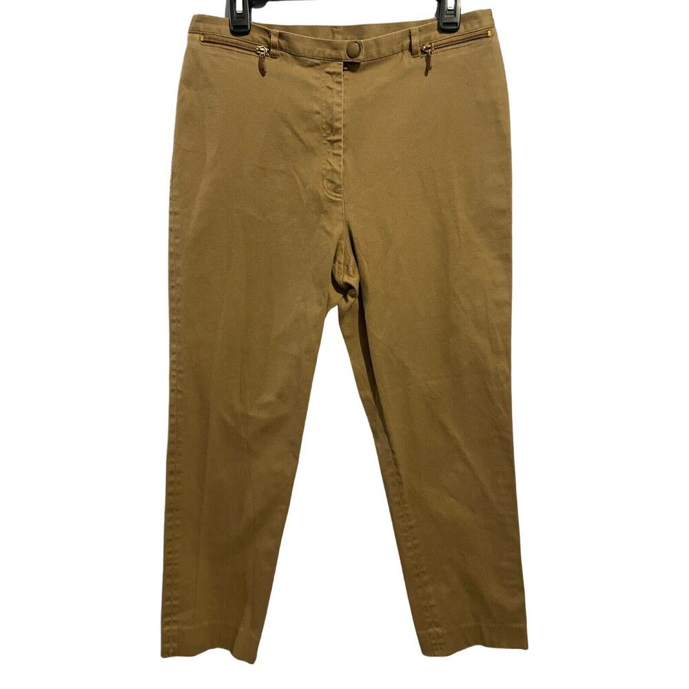 Lauren Jeans Co Womens Sz 12 Tan Light Brown Twill Pants Ankle 28 Inseam Stretch